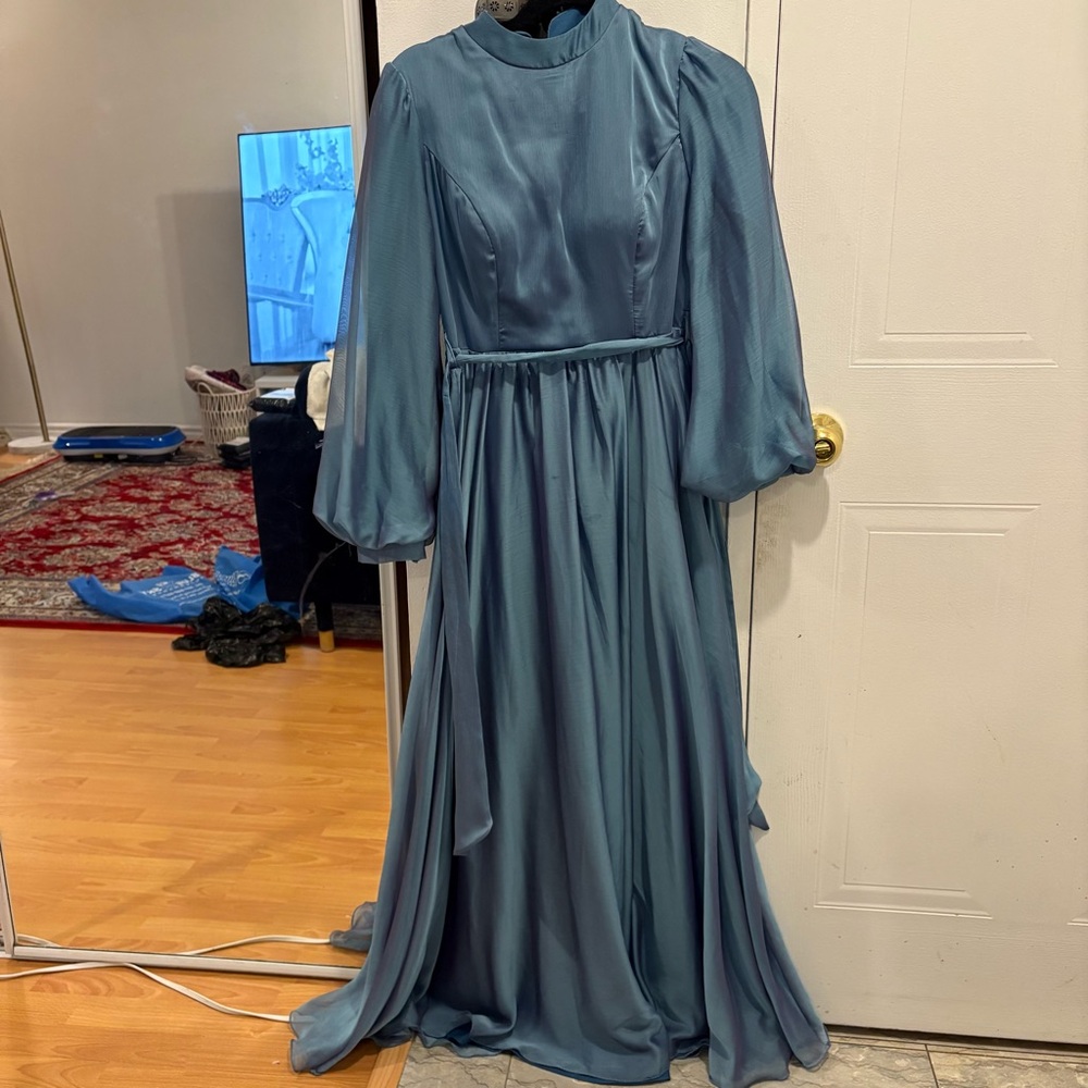 Blue Chiffon Maxi Dress